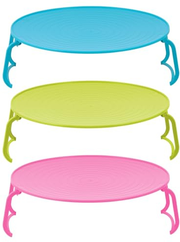 Toyvian 3 Stück Teiliges Faltbares Mikrowellen ofen Dampfgestell Hitzebeständig Rutschfest mit Gewindeoberfläche Vielseitiges Küchenregal für Geschirr und Topfuntersetzer Zufällige Farbe
