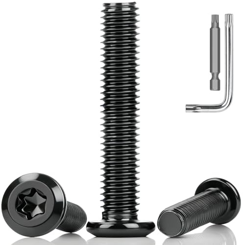 ddckj 10 Piezas Tornillo Cabeza Plana M8 x 50 mm Negros Tornillos de Acero Inoxidable Con Llave Torx Perno de Muebles Rosca Completa
