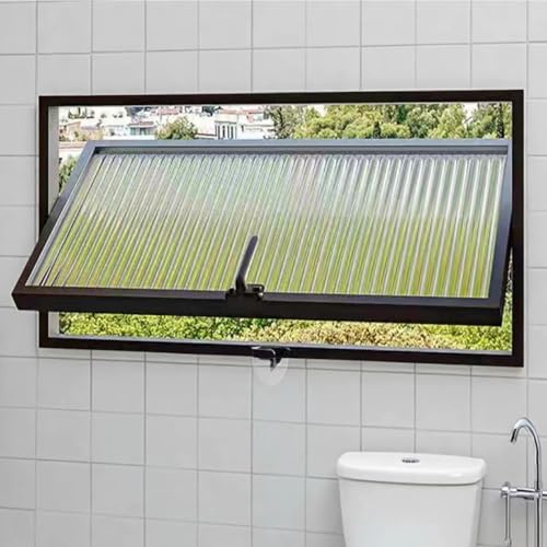 Fenster für Wohnhäuser, 360° Drehbares Aluminiumfenster, Kellerfenster mit Sicherheitsglas, für Hühnerstall, Küche, Wohnzimmer(Black,60x30cm/23.6x11.8in)