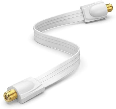 50cm Fensterdurchführung SAT Kabel 230v, Sat Antennenkabel sehr flach 0.2mm | Sat Fensterdurchführung Stromkabel 230v, F-Stecker Verbinder, Flexibel Kupplung Fenster Verbinden, weiß
