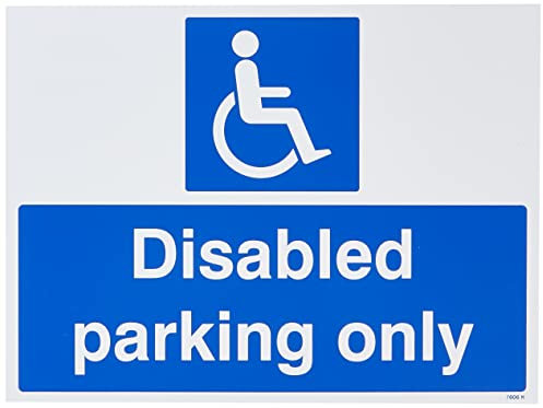 Caledonia Signs 17606K Disabled Parking Only Sign, Rigid Plastic,White, 400 mm x 300 mm