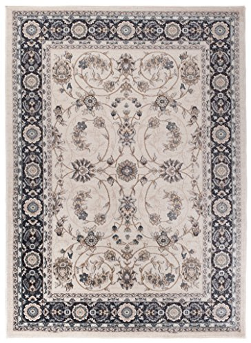 Carpeto Rugs Traditioneller Klassischer Teppich für Ihre Wohnzimmer - Beige Creme Schwarz - Perser Orientalisches Antik Ziegler Ornamente Top Qualität Pflegeleicht AYLA 160 x 220 cm Groß