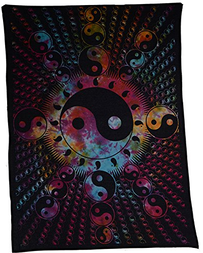 Kunst und Magie Dekotuch Wandbehang Yin und Yang Mandala ca. 102 x 72 cm, Farbe:Mehrfarbig