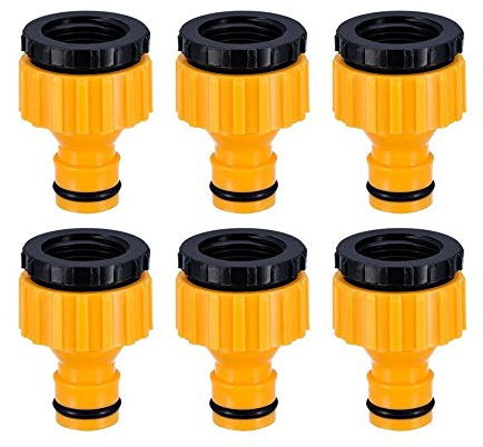 Topways® 6 Stück Hahnverbinder Anschluss für Wasserhähne mit Gewinde, 1/2 '' 3/4 '' BSP 2in1 Tap Connector Faucet Adapter Garten Hahnverbinder Wasserhahn Anschluss für Wasserhähne mit Gewinde