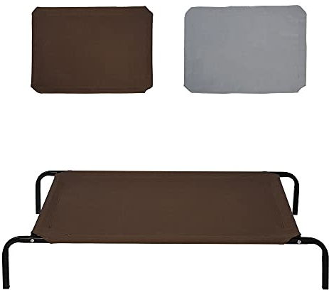PawHut Hundebett Outdoor Hundeliege Katzenbett mit Mesh Haustierbett Schlafplatz Metall Oxford-Gewebe Kaffee 130 x 80 x 20 cm