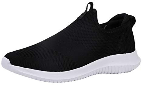 Chaussures De Course Sport Running Mesh Respirantes Confortable Léger Basket Basse Pas Cher Chaussures sans Lacets Casual Sneakers Homme Noir 42 EU