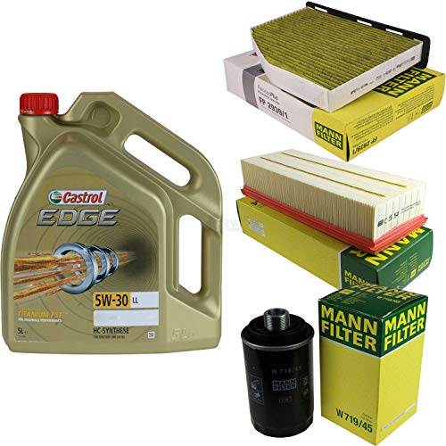 Filter Set Inspektionspaket 5 Liter Motoröl EDGE Titanium FST 5W-30 LL MANN-FILTER Innenraumfilter Luftfilter Ölfilter