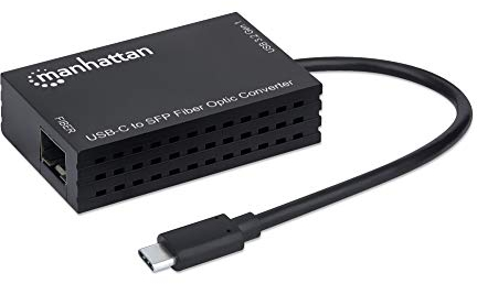 Manhattan USB-C auf SFP LWL-Konverter USB 3.2 Gen 1 1000Mbit/s optische Glasfaserverbindung offener SFP-Slot schwarz