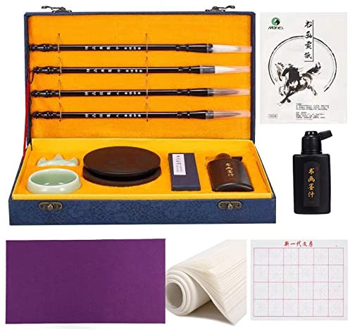 Corciosy Chinese Calligraphy Brushes Gift Set,Professional Sumi Water Writing, Painting Set for Beginners