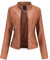 DISSA Veste Blouson De Motard Simili Cuir Synthétique Court Femme Blouson Col montant Coupe Ajustée fermeture éclair Printemps et Automne,48,PN767