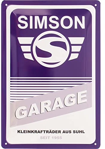 MZA BlechprägeschildSIMSON-Garage 20x30 cm, blau/weiß