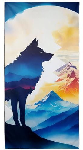 Zomer Strandtuch groß 90x180 cm Badetuch mit Wolf Badetuch Hochwertiges Schnelltrocknend Mikrofaser Towel mit Motiv