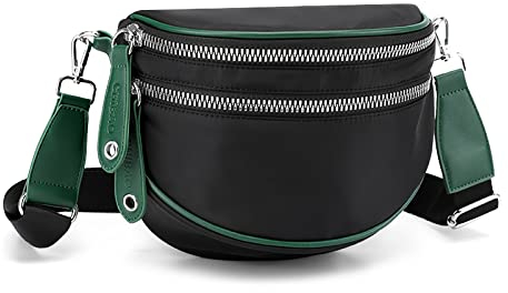 FORRICA Umhängetasche Damen Brusttasche Sling Mode Frauen Schultertaschen Kleine Crossbody Tasche wasserdichte mit Große Öffnung Schwarz