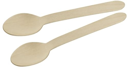 Fackelmann 31025 Lot de 30 cuillères jetables en Bois FSC, Cuillères à Usage Unique biodégradables, Bois certifié FSC, 16x3cm