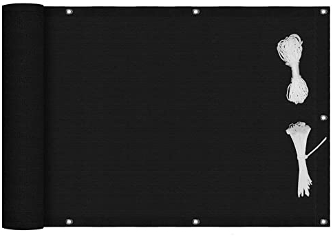 XIANPING Balkonumspannung 0.8x5m Seitenmarkise Schattentuch Sonnenschutz Gewebe Netz Windschutz mit Nylon Kabelbinder und Korde für Balkongeländer Gartenzaun, Schwarz