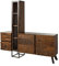 MASSIVMOEBEL24.DE | City Wohnwand aus Massivholz inkl. LED-Beleuchtung #07 | aus Akazienholz/Altholz - Braun, lackiert | 193 x 38 x 185 cm | 8 Fächer + 2 Schubladen | Mediawand Wohnzimmer