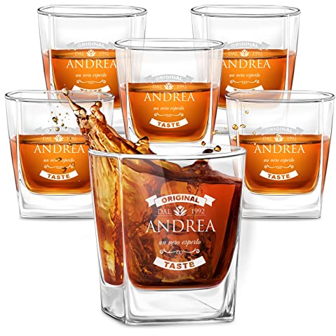 Maverton kit 6 bicchieri in vetro 250 ml - ideali per bourbon whiskey e drink - incisione personalizzata - bicchieri personalizzati - idea compleanno per uomo - pensiero special - original taste