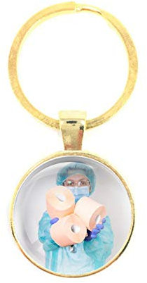 Porte-clés en verre - Wc Papier, golden/e