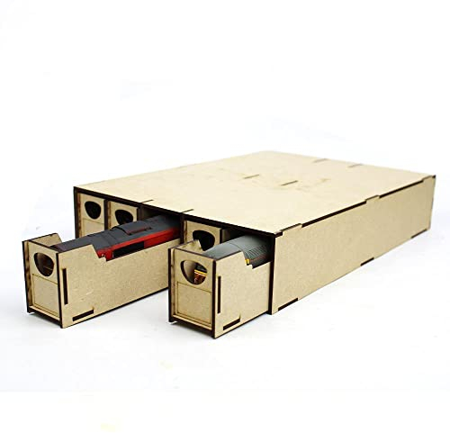 WWScenics Lagerbox für Loks & Fahrzeuge | 5 Schubladen | Modellbahn Modellbau MDF Lokomotive Aufbewahrung