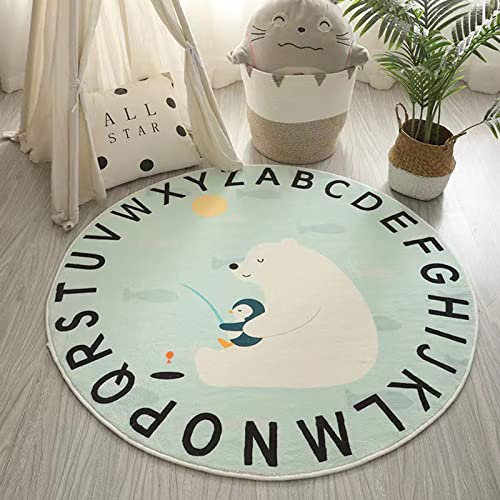 LDFHOIN Home Waschbarer Rund Teppich, Moderner Wohnzimmer Schlafzimmer Teppich Kurzflor, rutschfest Flauschig Weich Cartoon Tiermuster kinderteppich, Grösse:200 cm, Faultier