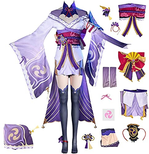 AGENCO Genshin Impact Cosplay Modell Zubehör, Spiel Raiden Shogun Cosplay Kostüm, Deluxe Anzug Full Set Halloween Outfits Für Frauen