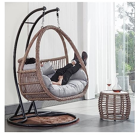 Veranda-Schaukel für 2–4 Personen Hängender Korb-Rattanstuhl for zwei Personen, Balkon, Zuhause, Innenbereich, Freizeit, Schaukelstuhl, Hof, Außenschaukel, Vogelnest-Hängesessel Terrassenschaukel für