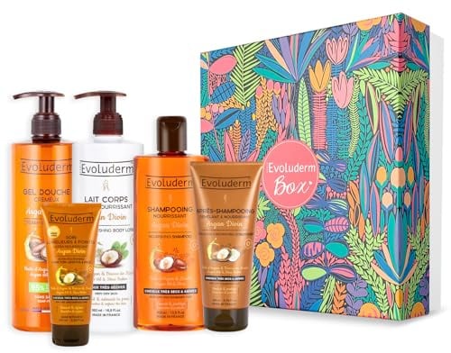EVOLUDERM – Coffret Cadeau Corps & Cheveux Argan – 5 produits – Origine Naturelle - Végan – Made in France - Box Magic Forest - Idée Cadeau - Idéal cadeau Noël, Anniversaire, Fête des Mères