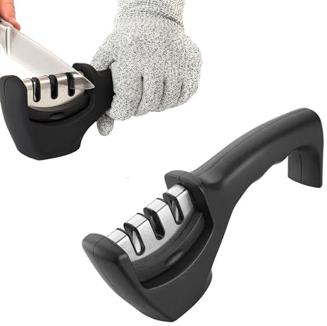 1pcs 3-in-1 Kitchen Knife Sharpener,Knife Sharpening,Knife Sharpeners Professional,Easy Edge Knife Sharpener,Kitchen Knife Sharpeners with Stainless Steel Ceramic Diamond Blade for Home and Chefs.