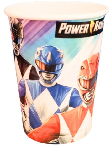 BeenSmile, VASOS POWER RANGERS, Vasos para Niños - Decoración Cumpleaños Infantiles - Artículos para Fiestas y Celebraciones - 8 Unidades - 250 Ml