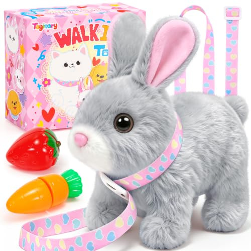 Tagitary Plüschhasenspielzeug für Kinder, interaktiver Hase mit Geräuschen, Laufen, wackelnde Ohren, zuckender Mund und Nase, hüpfendes Kaninchenspielzeug,Oster Kleinkinder