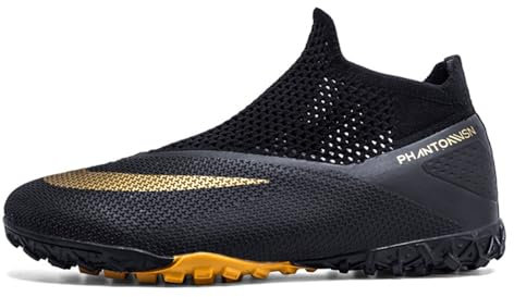 Tacos de fútbol unisex para adultos, tacos de fútbol para interiores y exteriores, zapatos de fútbol ligeros y transpirables, zapatillas flexibles de competición/entrenamiento ( Color : Black , Size :