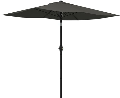 Outsunny Sombrilla de Jardín 300x200x248 cm Anti-UV Parasol de Terraza con 6 Varillas Apertura Manual y Ángulo Ajustable para Jardín Piscina Gris Oscuro