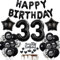 Deko 33. Geburtstag Mann Frau - Schwarze Luftballons, Party Ballons, Tortendeko, Dekoration - Geburtstagsdeko 33 Jahre