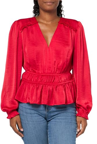 Tommy Hilfiger Damen Long Sleeve Half Zip Roll Tab Popover Shirt Hemd mit Button-Down-Kragen