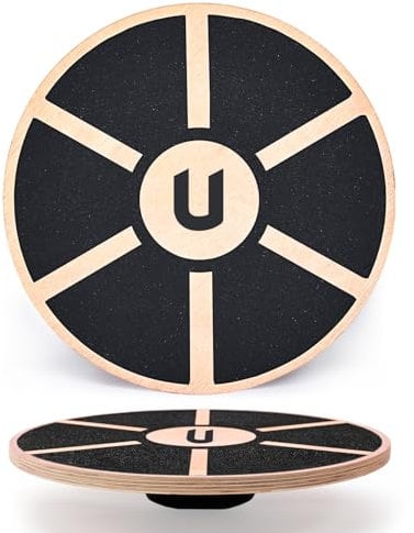 unycos - Balancebrett aus Holz Ø39,5 cm, Rutschfester Balance Board mit 360°-Drehung, Wackelbrett für Gleichgewicht, Koordination, Physio-Therapie & Ganzkörpertraining, Bis zu 100 kg Trägt