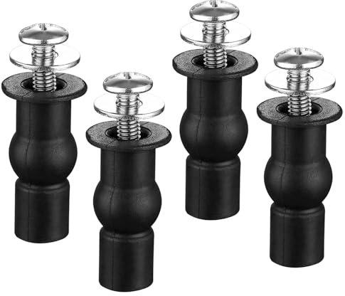 ZFYQ Fissaggi WC Sedile, 4 Pezzi Fissaggio Sedile WC a Espansione, Kit di Viti di Ricambio per Sedile WC, Viti in Gomma Adatto per Fori Ciechi in Serbatoi d'acqua, Nero