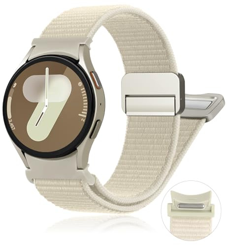 Ein Klick Magnet Armbänder für Samsung Galaxy Watch 7 6 5 4 FE - Fabric Nylon Strap Sport Band für Herren & Damen, 40mm & 44mm/46mm/42mm/47mm/5Pro 45mm