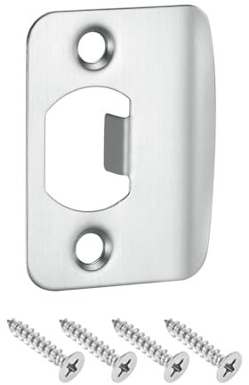 sourcing map Door Strike Plate, 57mm x 45mm Stainless Steel Latch Deadbolt Replacement Lock Strike Plate for Door Frame Door Jamb Reinforcement, Silver