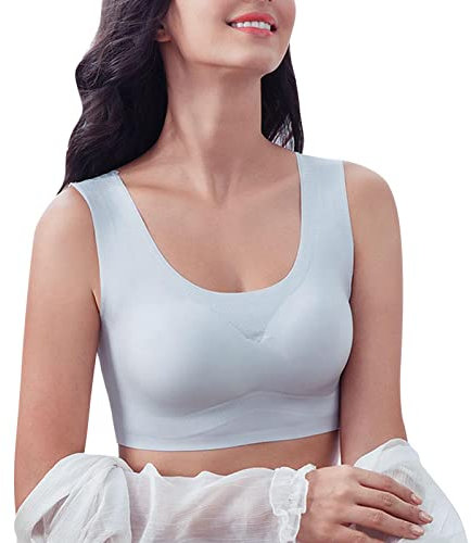 Generico Coppe Adesive Seno Completo Donna Seducente da Donna Senza Cuciture per la Schiena Senza Anello in Acciaio Reggiseno Sportivo Antiurto di Grandi Reggiseno Comodo Donna (Grey, XXXL)