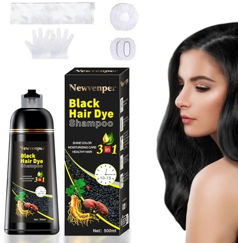 Schwarzes Hair Color Shampoo für graues Haar, Haarfärbemittel in wenigen Minuten, natürliches und langanhaltendes Haarfärbeshampoo für Männer und Frauen, 500ML