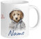 GRAZDesign Tasse mit Hund Golden Doodle und Namen personalisiert, coole Namenstasse für Kinder, Jugendliche und Erwachsene, für Hundeliebhaber Keramik 330ml