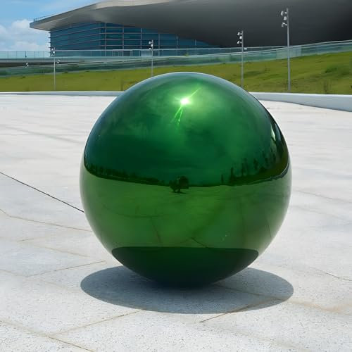 Koiugayk Edelstahl Gazing Globus Spiegelkugel, Dekorative Blickkugeln für Garten, Reflektierende Glatte Gartenkugel Kugel für Outdoor Hof Dekoration (Grün, Dia:30.5 cm)