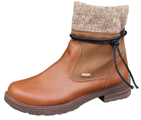 Chainsaw Boots Womens Ankle Boots Size 6 Chunky Chelsea Boots Women Ladies Boots Size 6 UK Flat Womens Boots Size 5.5 UK Women's Winter Warm Plus Fleece Snow Boots Low Heeled Boots for Women