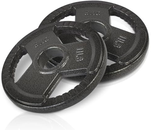 wuuhoo® Gusseisen Hantelscheiben Dave 50mm Bohrung - Langhantelgewichte Set, Gewichte für 2 Zoll Hantelstangen - beschichtet - olympische Scheibenaufnahme (c) 2 x 5kg