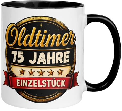 75. Geburtstag Mann Geschenk Tasse | Oldtimer – 75 Jahre Einzelstück | 75ter Geburtstag - Witziges Geburtstagsgeschenk Männer | Lustige Geburtstagstasse mit Spruch 75 Geburtstag | Made in Germany
