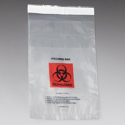 6 x 9 Tamper-Evident Specimen Bag with Permanent Adhesive and Front Pouch (2 mil)