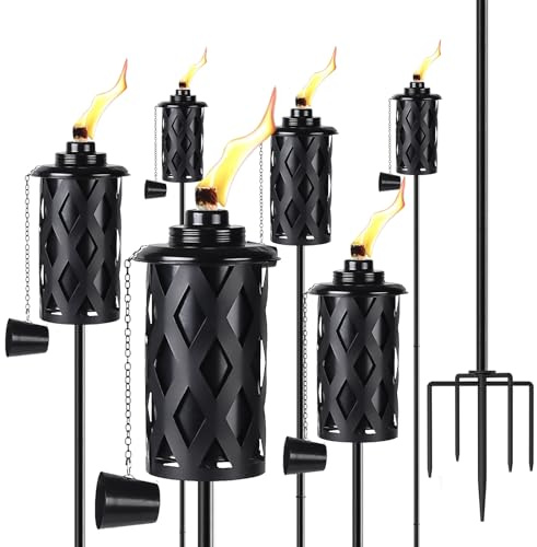 ZSPENG Citronella Torches for Outside Set of 6, 16 Oz Outdoor Torches