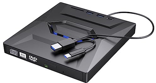 DHYAWUER External DVD CD Writer Burner CD and DVD Player Type C/USB3.0 External DVD CD Drive for PC Laptop 11/10/8/7