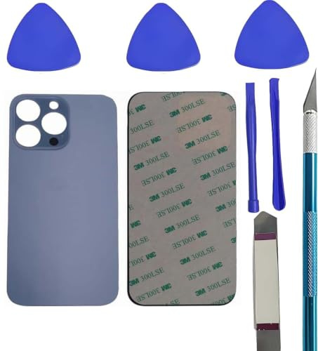 LiXiongBao Ersatz‑Hinterglas für iPhone 13 Pro Max, Reparaturset, Blau | Ersatz‑Glasabdeckung für iPhone 13 Pro Max mit Reparaturwerkzeugen zur Reparatur der beschädigten Geräterückseite (BLAU)