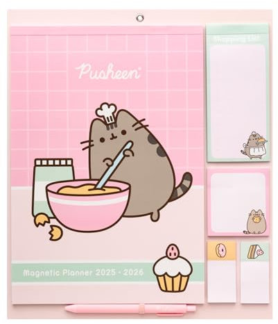 Grupo Erik Kalender 2025 2026 Pusheen Cat Familienplaner Magnet Kalender 2026 Wandkalender 2025 2026 - Monatsplaner für 16 Monate - Offizielles Lizenzprodukt Kawaii Schulsachen